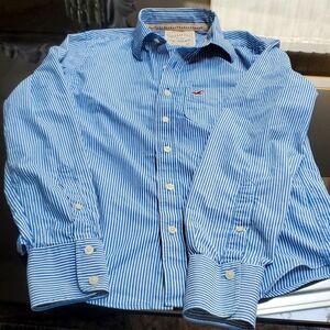 Hollister California 100% cotton buttondown XS R blue/white shirt